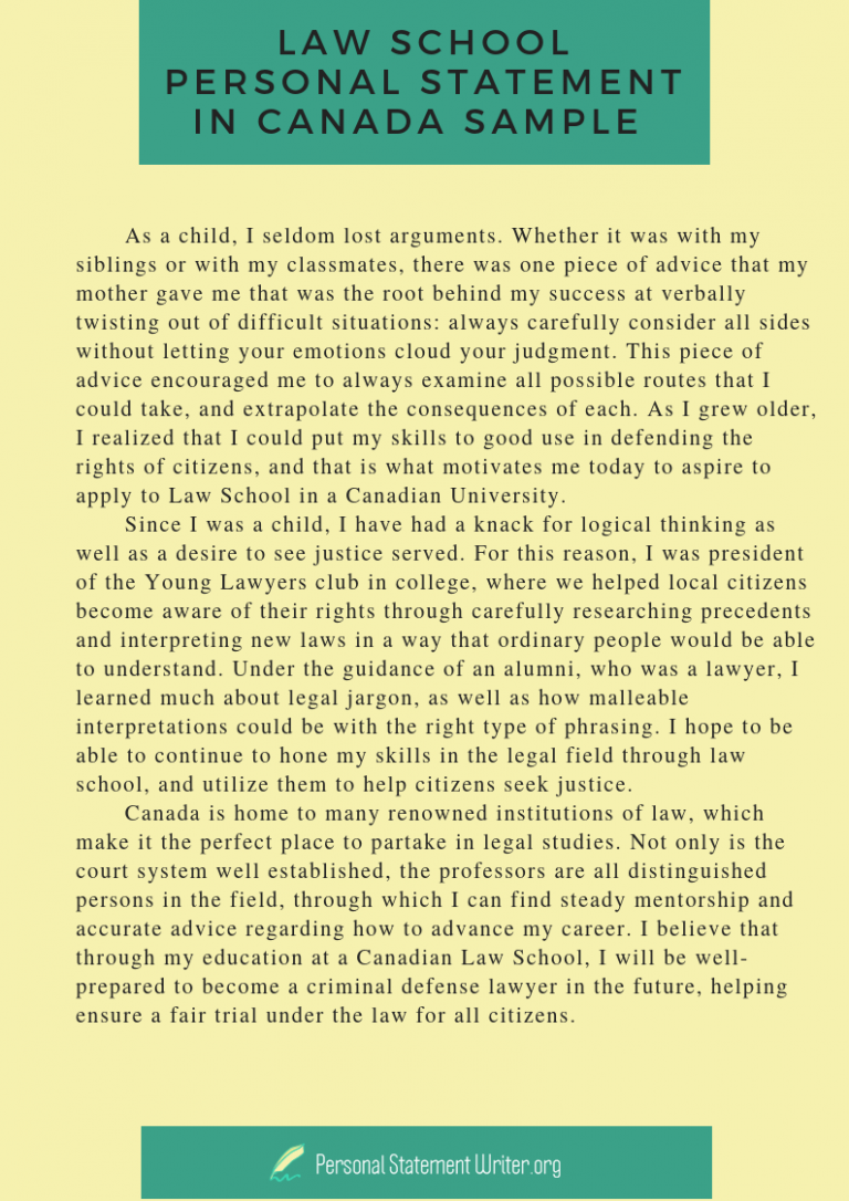 personal statement law school canada