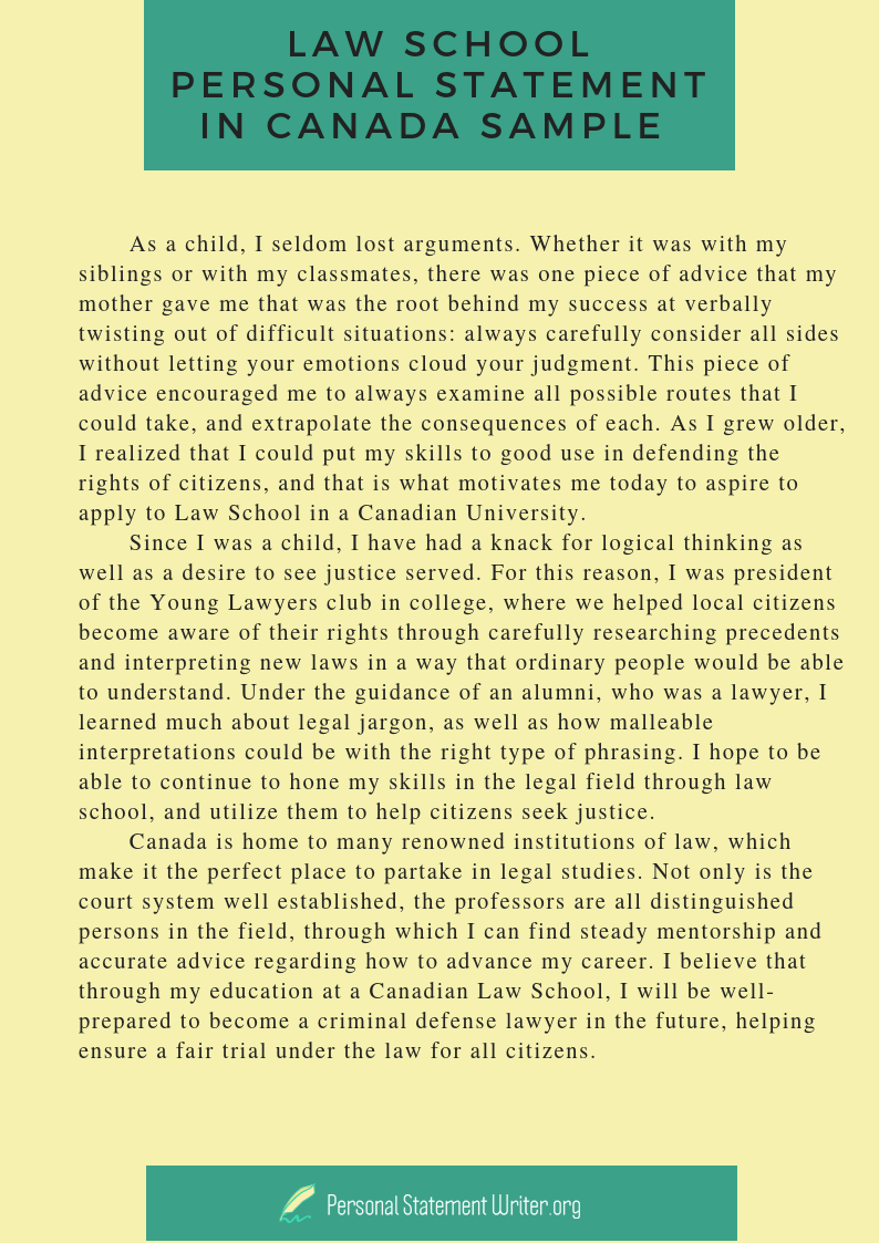 law school personal statement canada