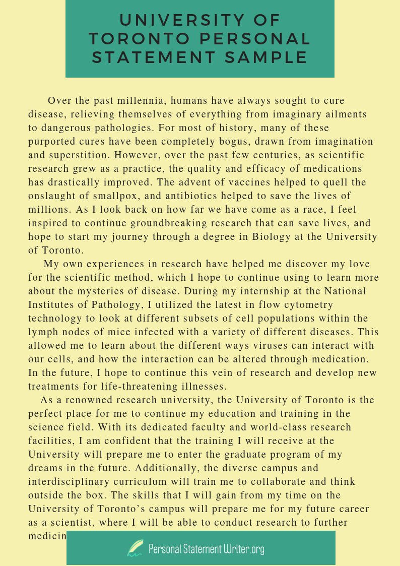 personal statement university of toronto