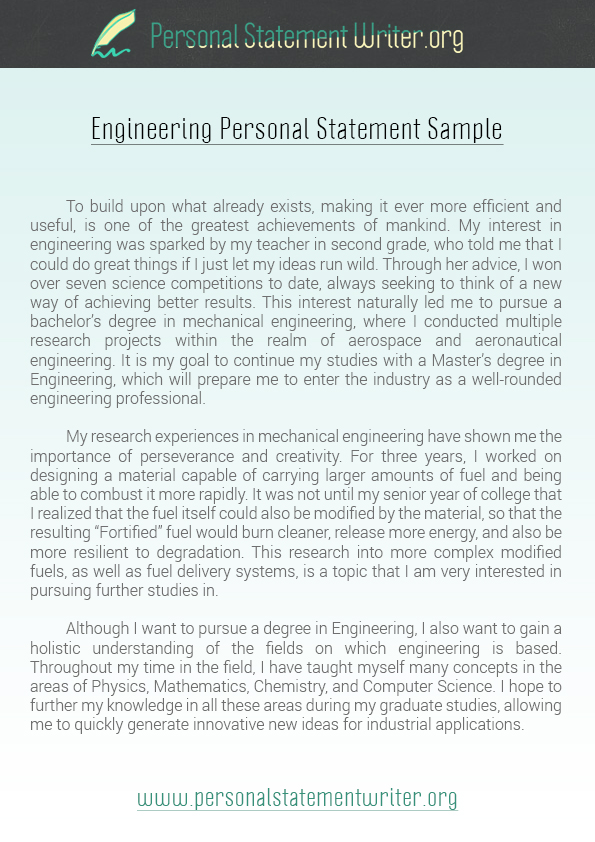 mechanical engineering masters personal statement