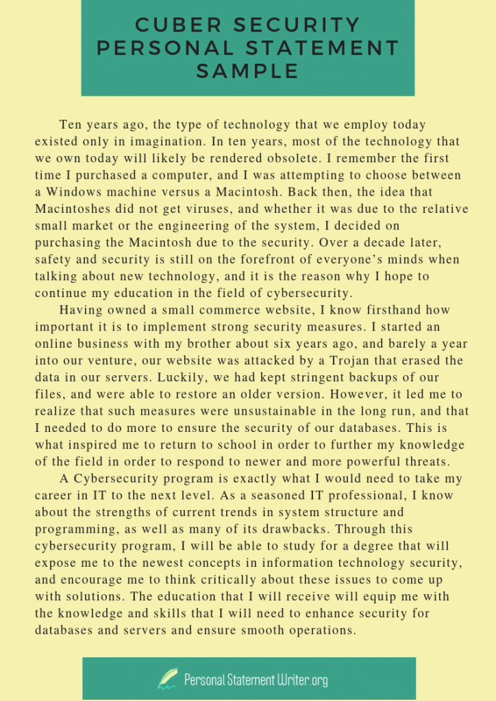 personal statement for msc cyber security