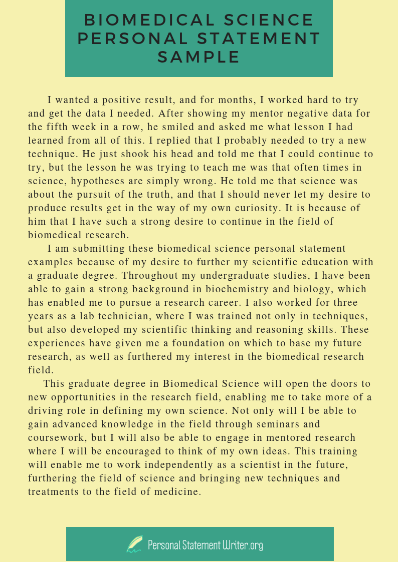 masters in biomedical science personal statement