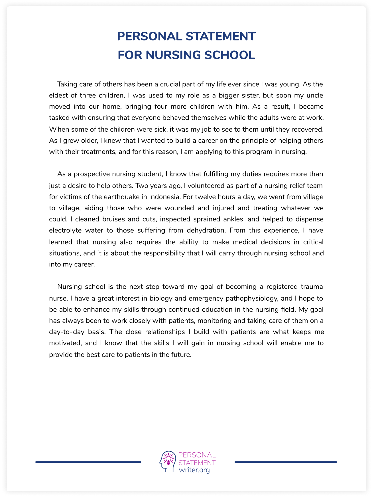 personal statement examples layout