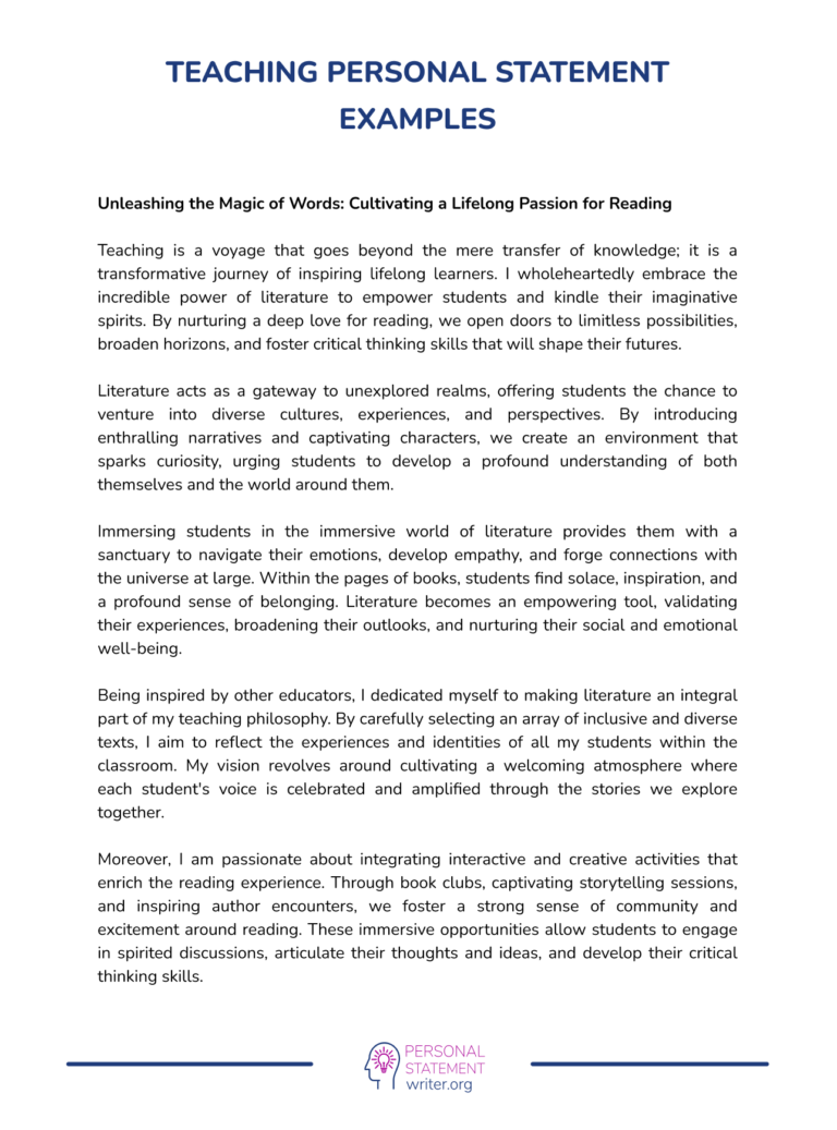 writing teaching personal statement