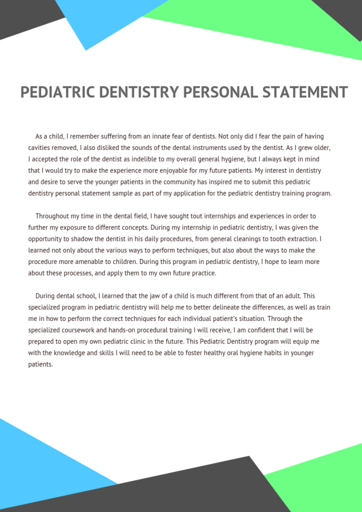 do you need a personal statement for dental school